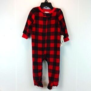 Dream life black red plaid long sleeve one piece size 6-9 months
